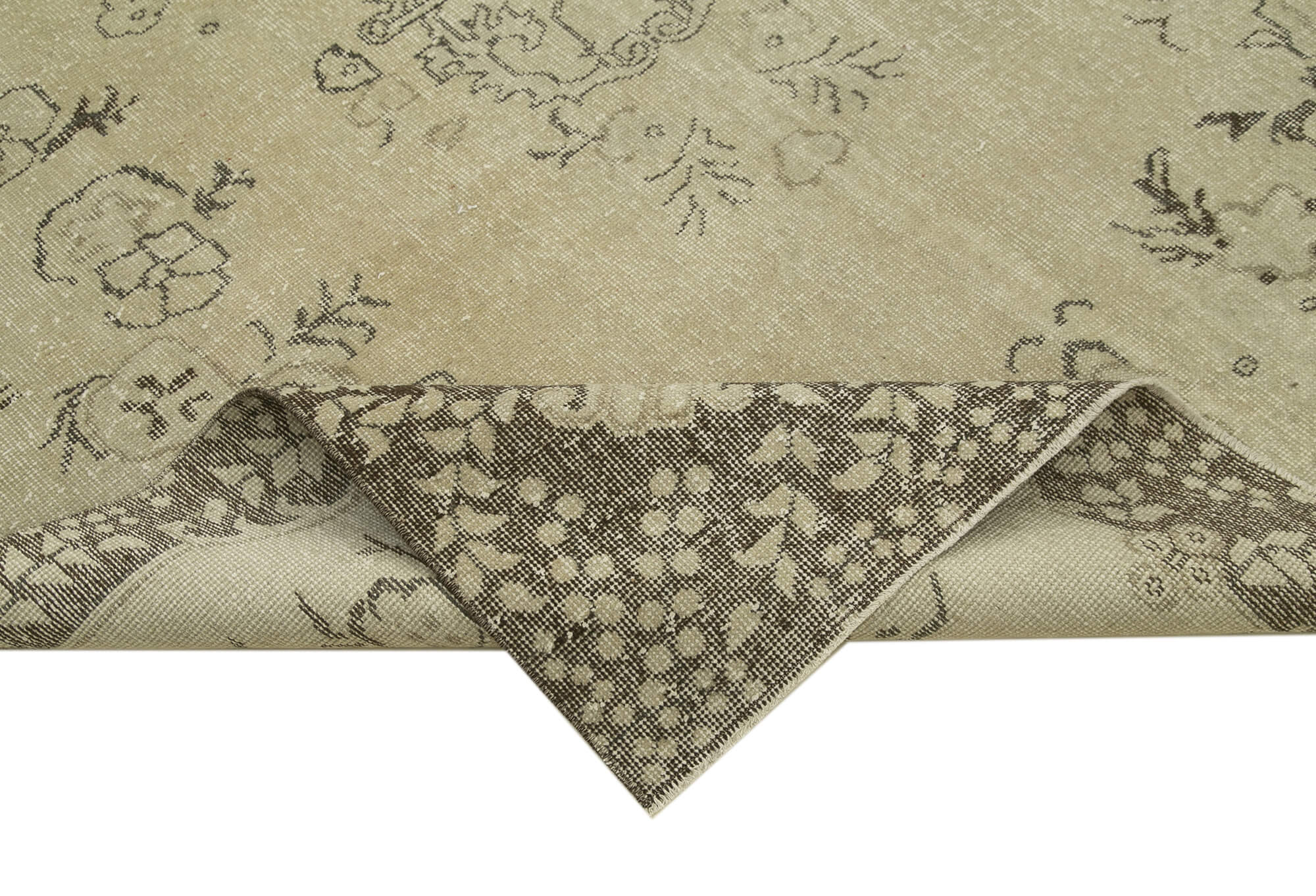 6x10 Beige Turkish Vintage Area Rug - 38935