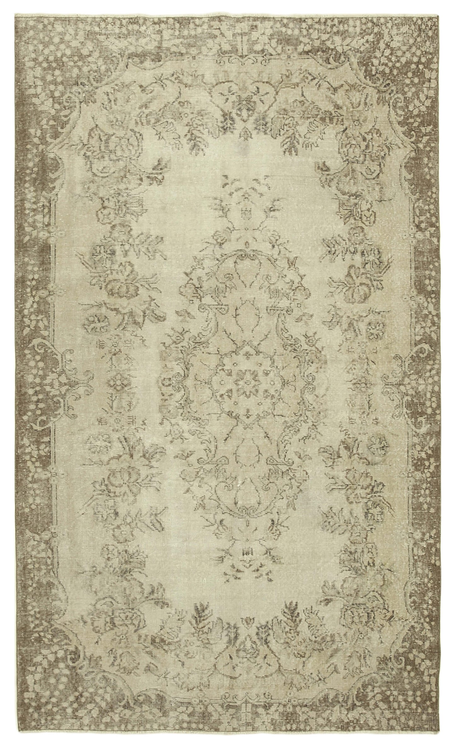 6x10 Beige Turkish Vintage Area Rug - 38936