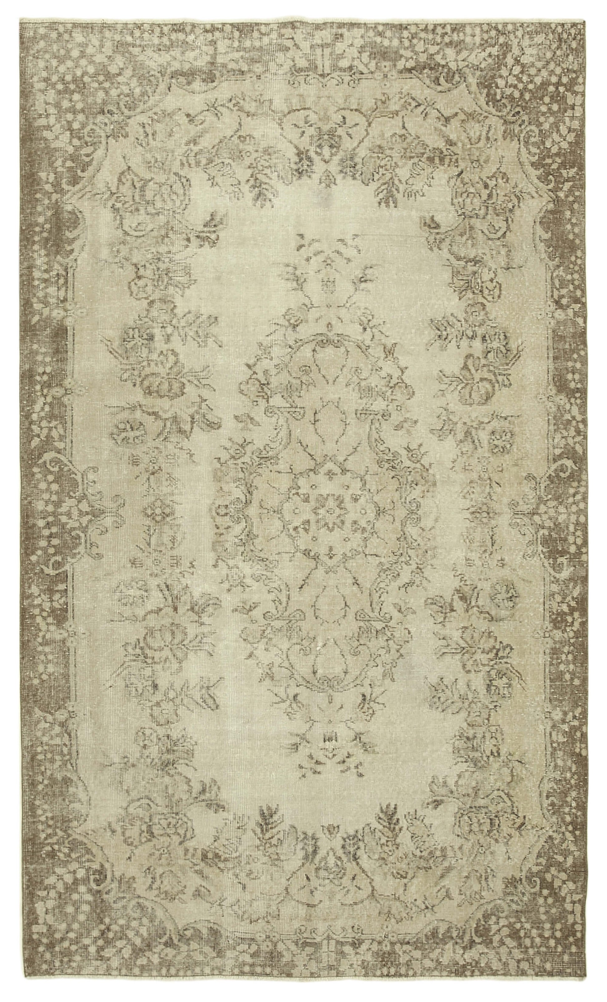 6x10 Beige Turkish Vintage Area Rug - 38936
