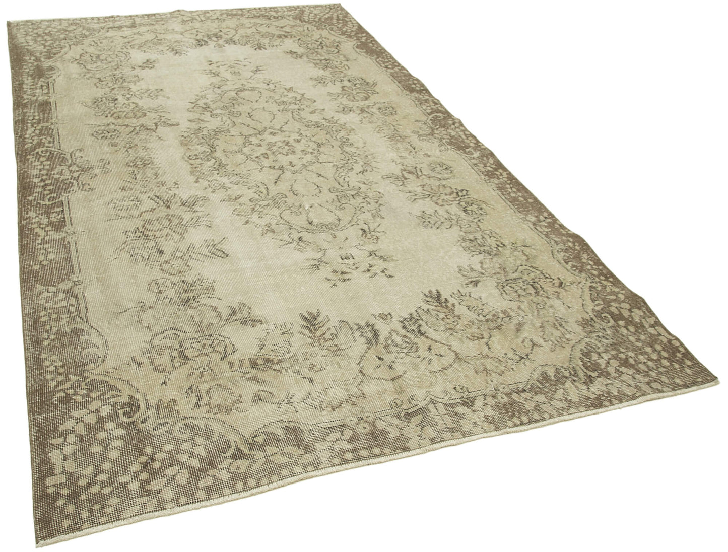 6x10 Beige Turkish Vintage Area Rug - 38936