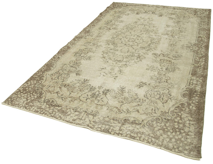 6x10 Beige Turkish Vintage Area Rug - 38936