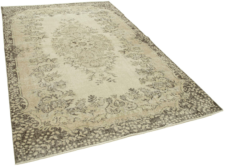 6x9 Beige Turkish Vintage Area Rug - 38937