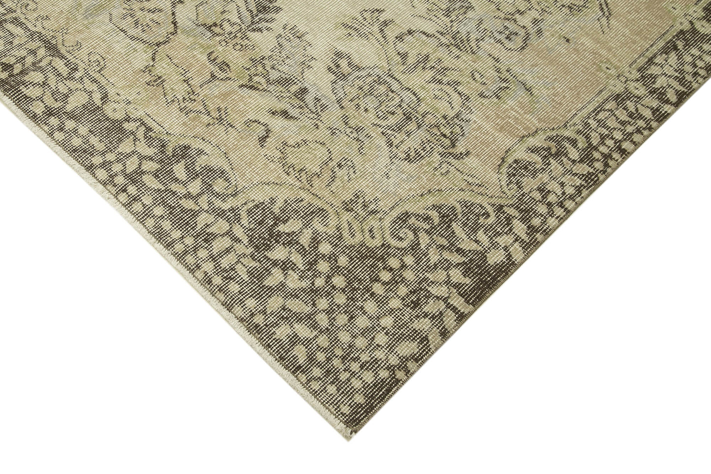 6x9 Beige Turkish Vintage Area Rug - 38937