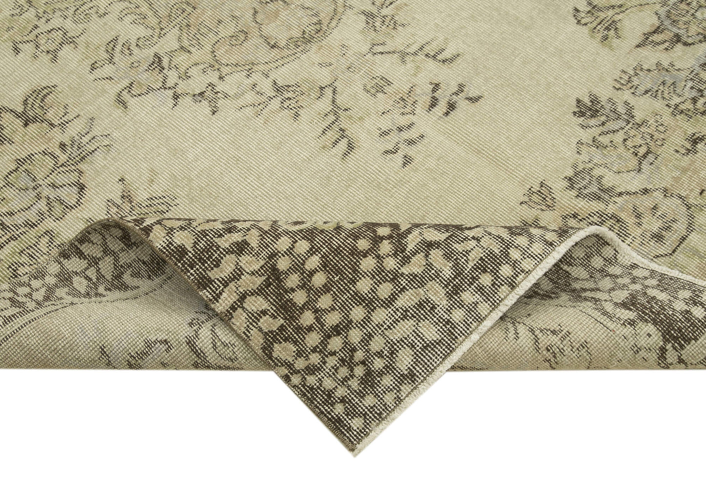 6x9 Beige Turkish Vintage Area Rug - 38937