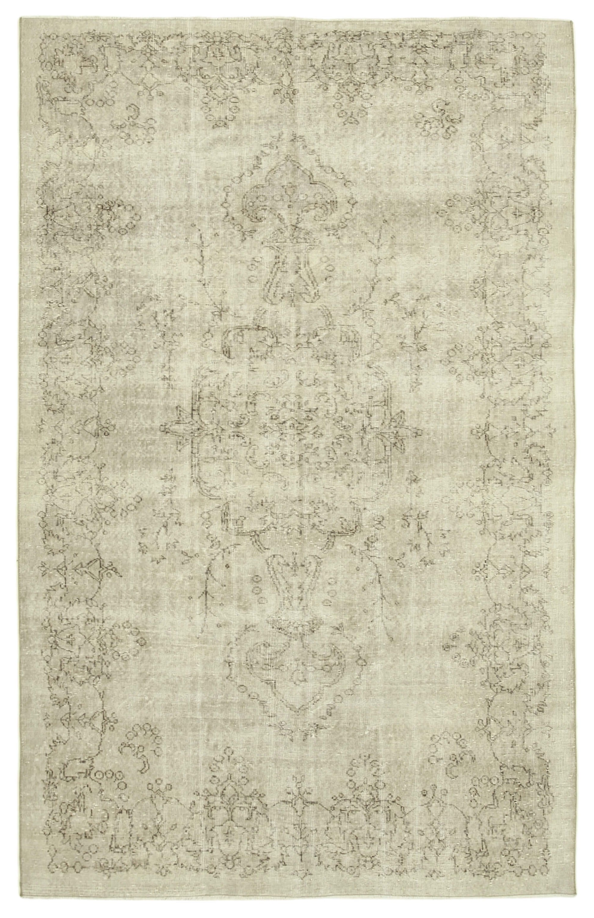6x10 Beige Turkish Vintage Area Rug - 38940