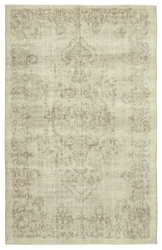 6x10 Beige Turkish Vintage Area Rug - 38940