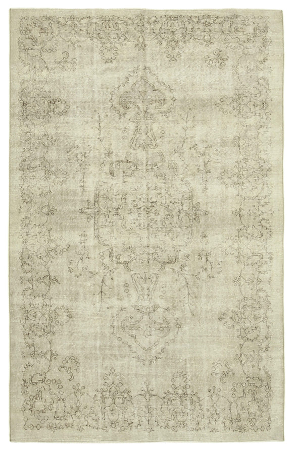 6x10 Beige Turkish Vintage Area Rug - 38940