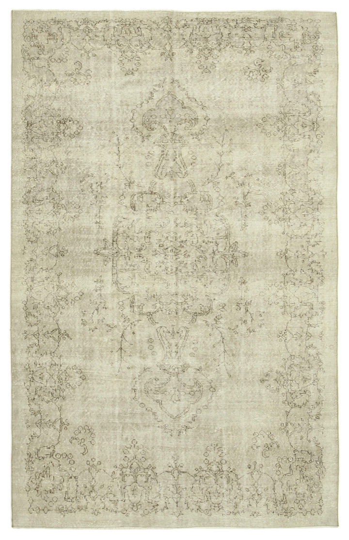 6x10 Beige Turkish Vintage Area Rug - 38940
