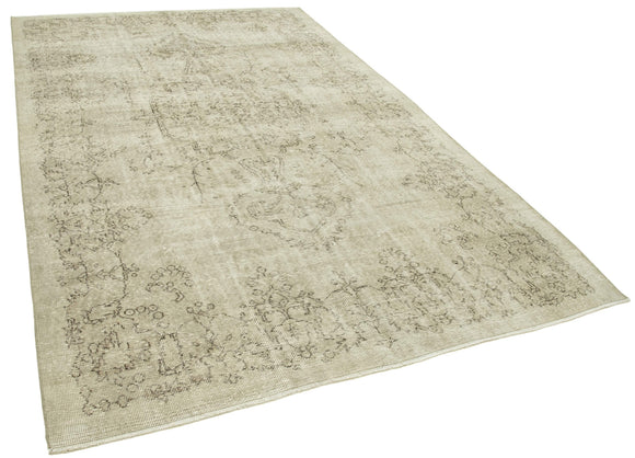 6x10 Beige Turkish Vintage Area Rug - 38940