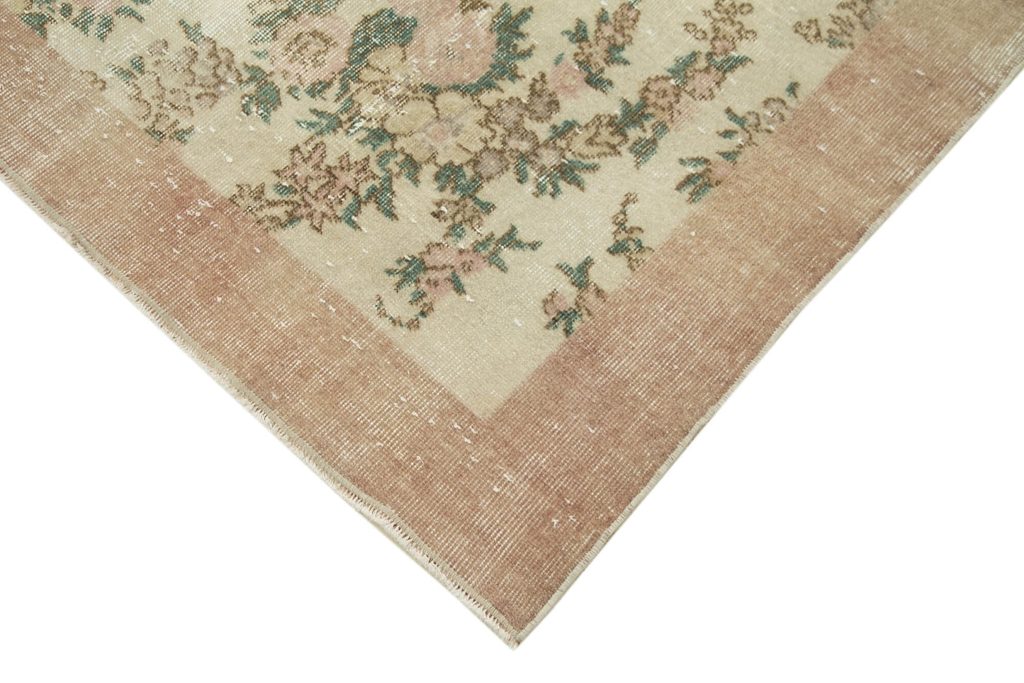 5x8 Beige Turkish Vintage Area Rug - 38942