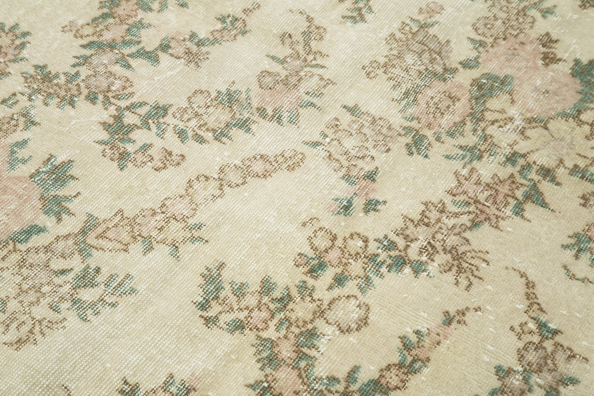 5x8 Beige Turkish Vintage Area Rug - 38942