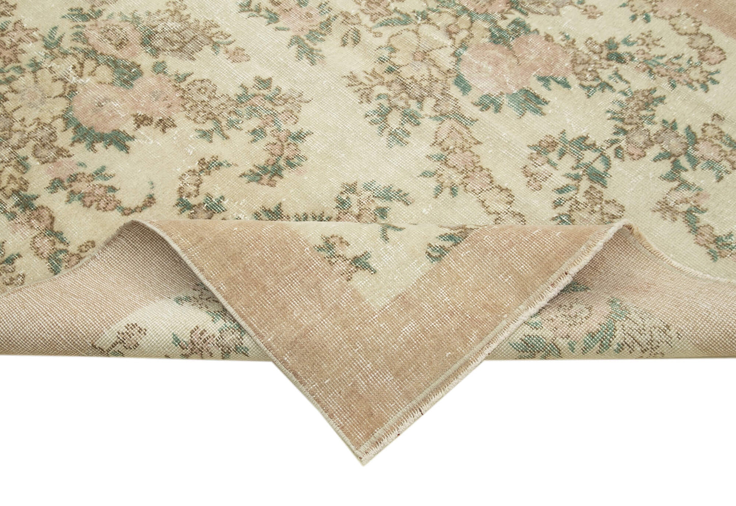 5x8 Beige Turkish Vintage Area Rug - 38942