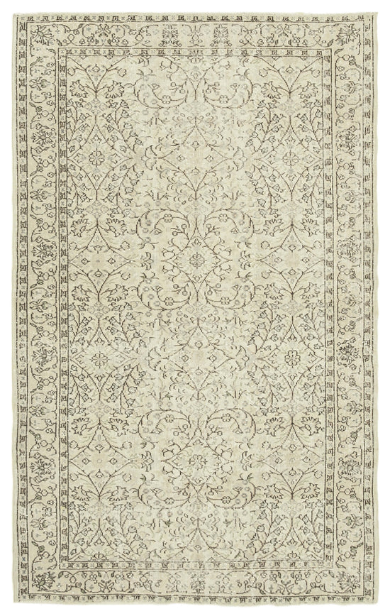 5x8 Beige Turkish Vintage Area Rug - 38944