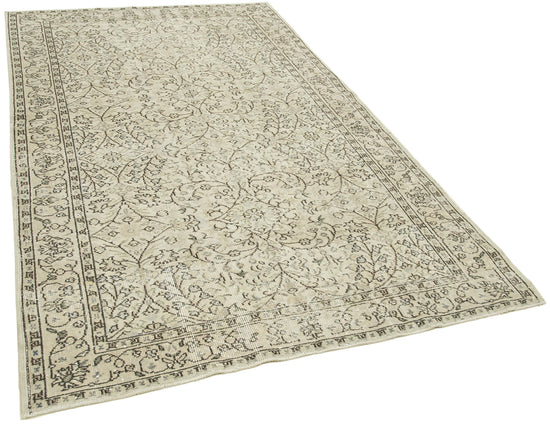5x8 Beige Turkish Vintage Area Rug - 38944