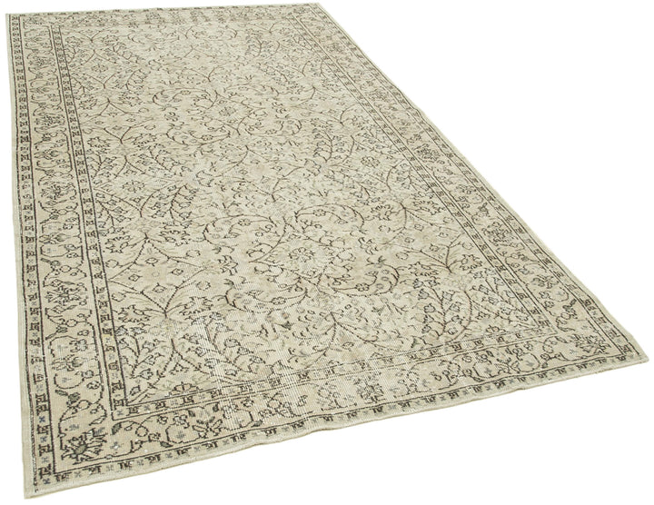 5x8 Beige Turkish Vintage Area Rug - 38944