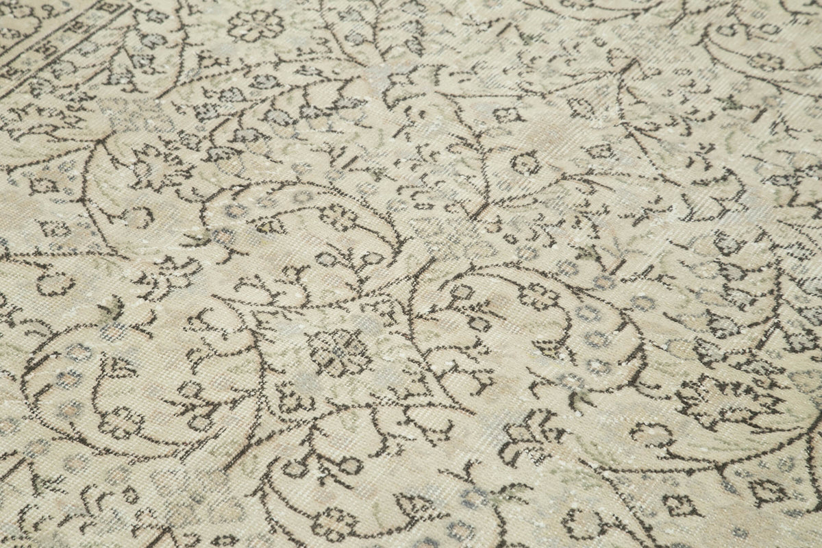 5x8 Beige Turkish Vintage Area Rug - 38944