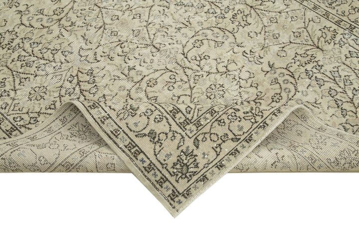 5x8 Beige Turkish Vintage Area Rug - 38944