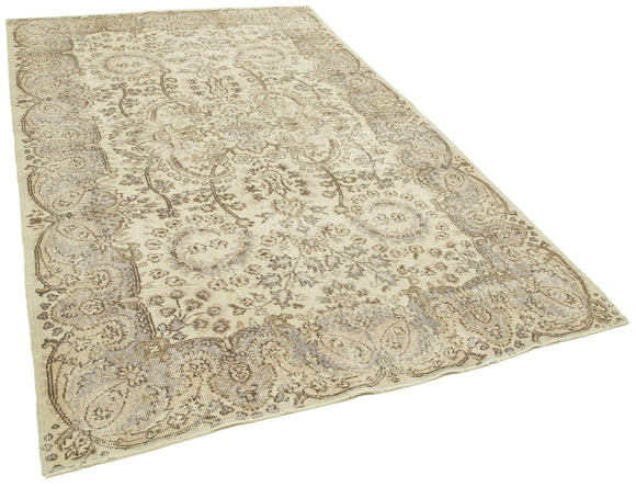 5x9 Beige Turkish Vintage Area Rug - 38945