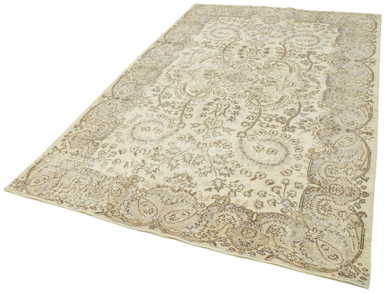 5x9 Beige Turkish Vintage Area Rug - 38945