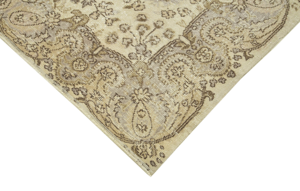 5x9 Beige Turkish Vintage Area Rug - 38945