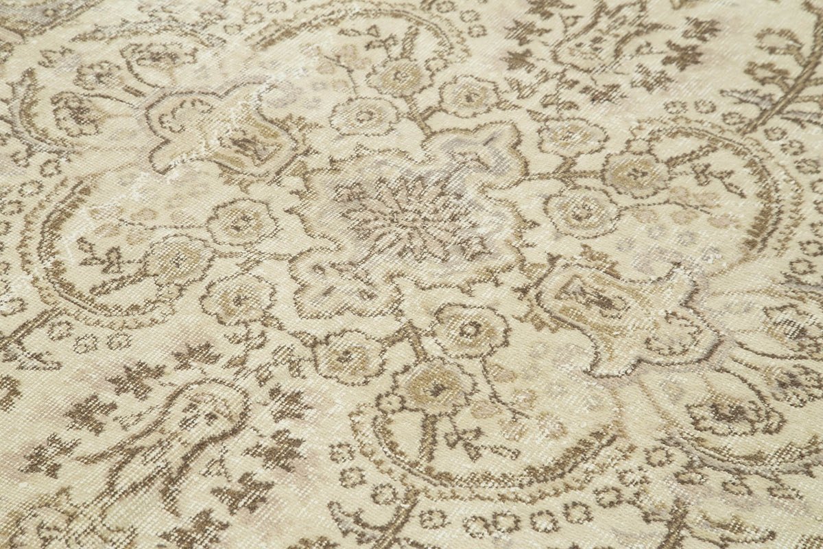 5x9 Beige Turkish Vintage Area Rug - 38945