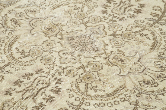 5x9 Beige Turkish Vintage Area Rug - 38945