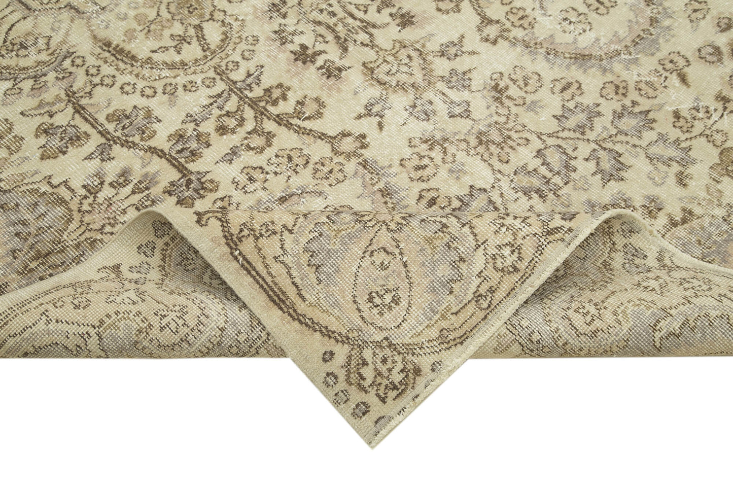 5x9 Beige Turkish Vintage Area Rug - 38945