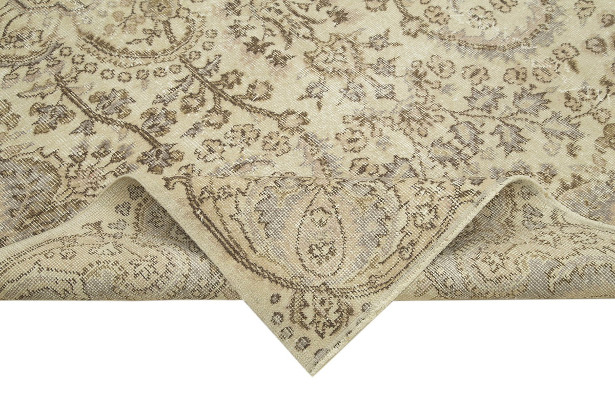 5x9 Beige Turkish Vintage Area Rug - 38945