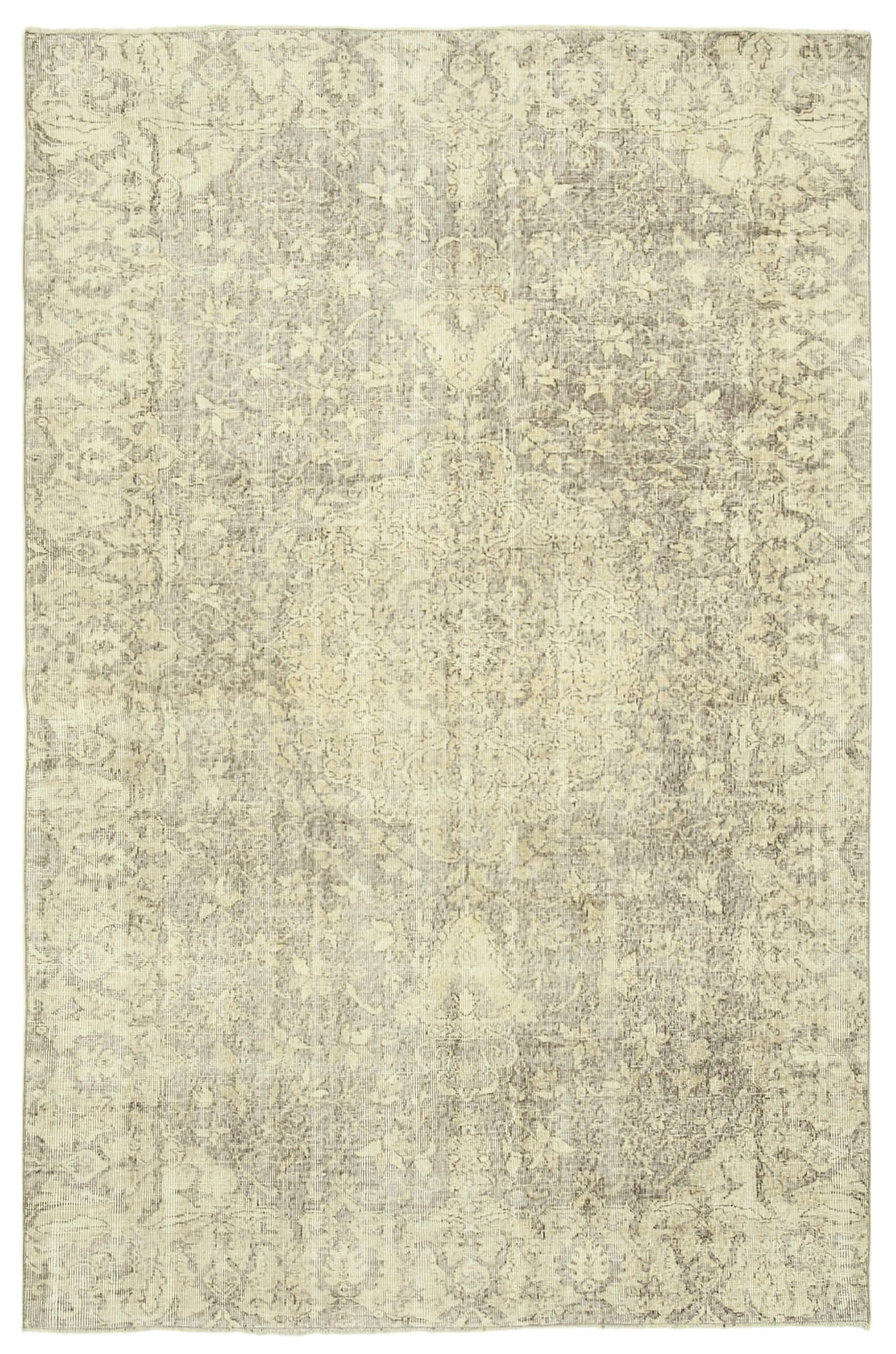6x10 Beige Turkish Vintage Area Rug - 38951