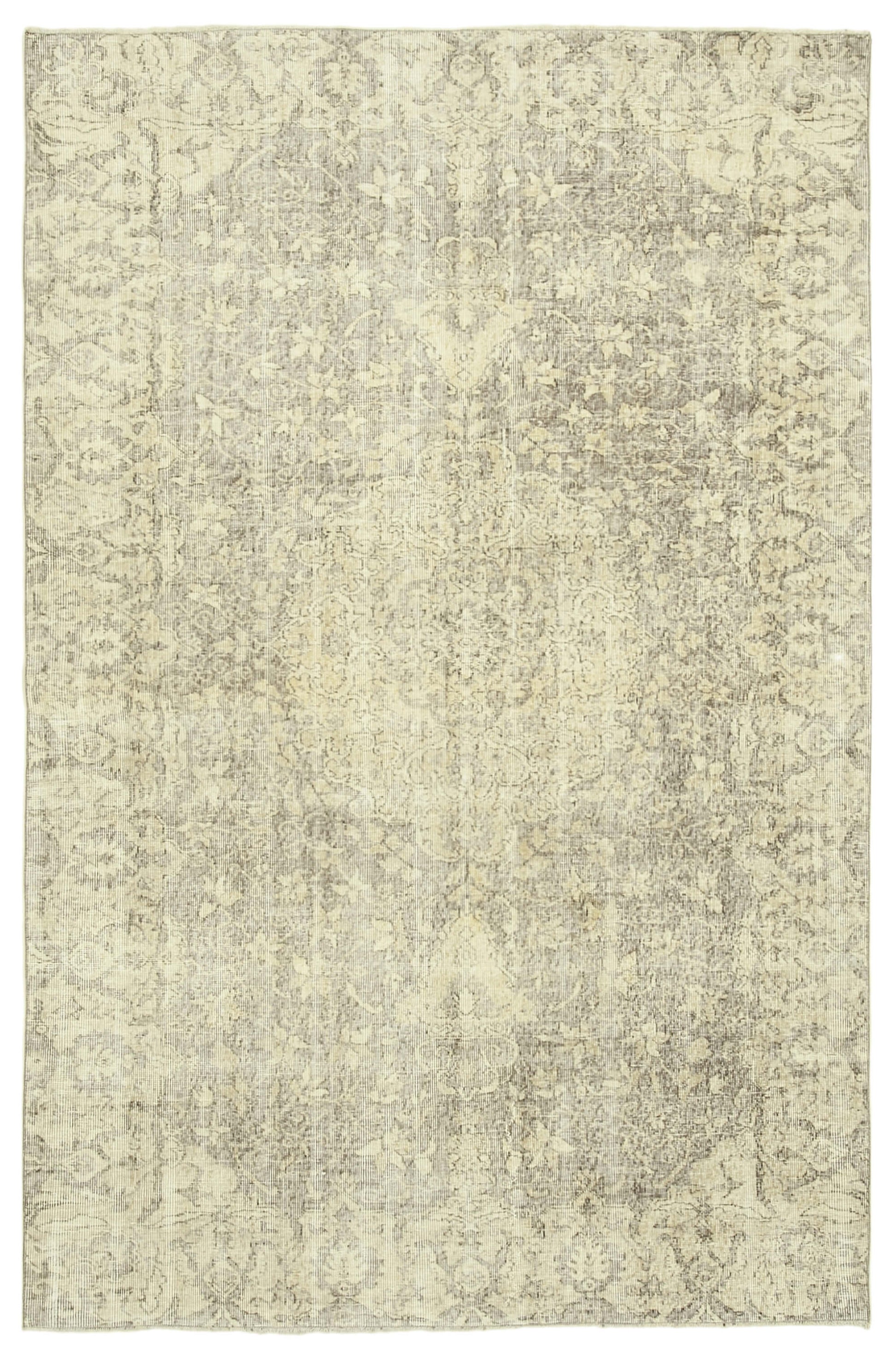 6x10 Beige Turkish Vintage Area Rug - 38951