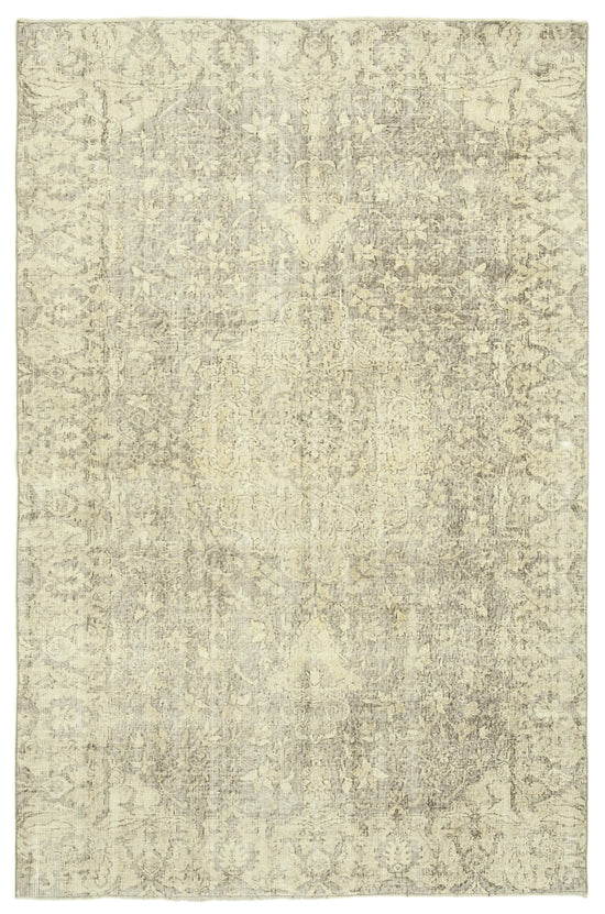 6x10 Beige Turkish Vintage Area Rug - 38951