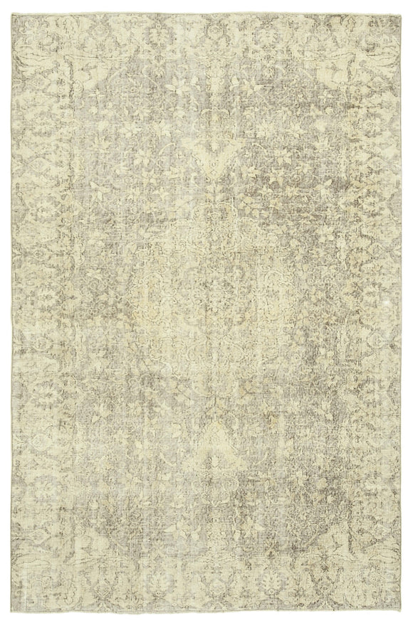 6x10 Beige Turkish Vintage Area Rug - 38951