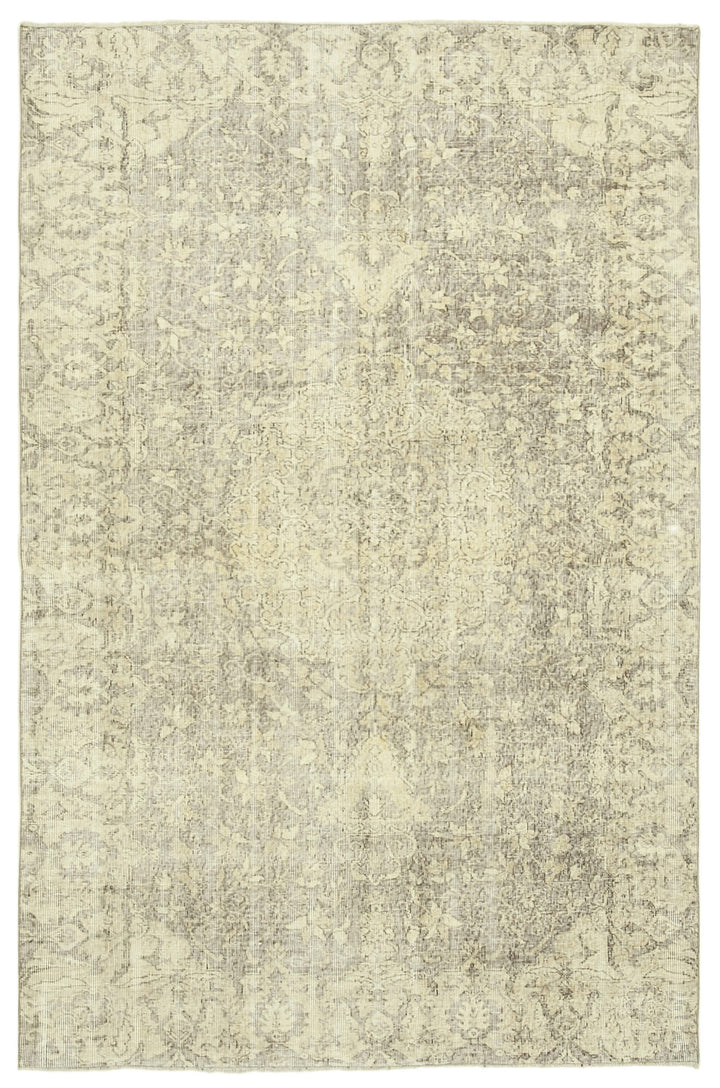 6x10 Beige Turkish Vintage Area Rug - 38951