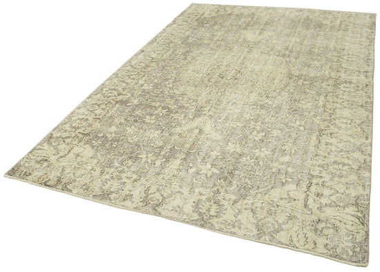 6x10 Beige Turkish Vintage Area Rug - 38951