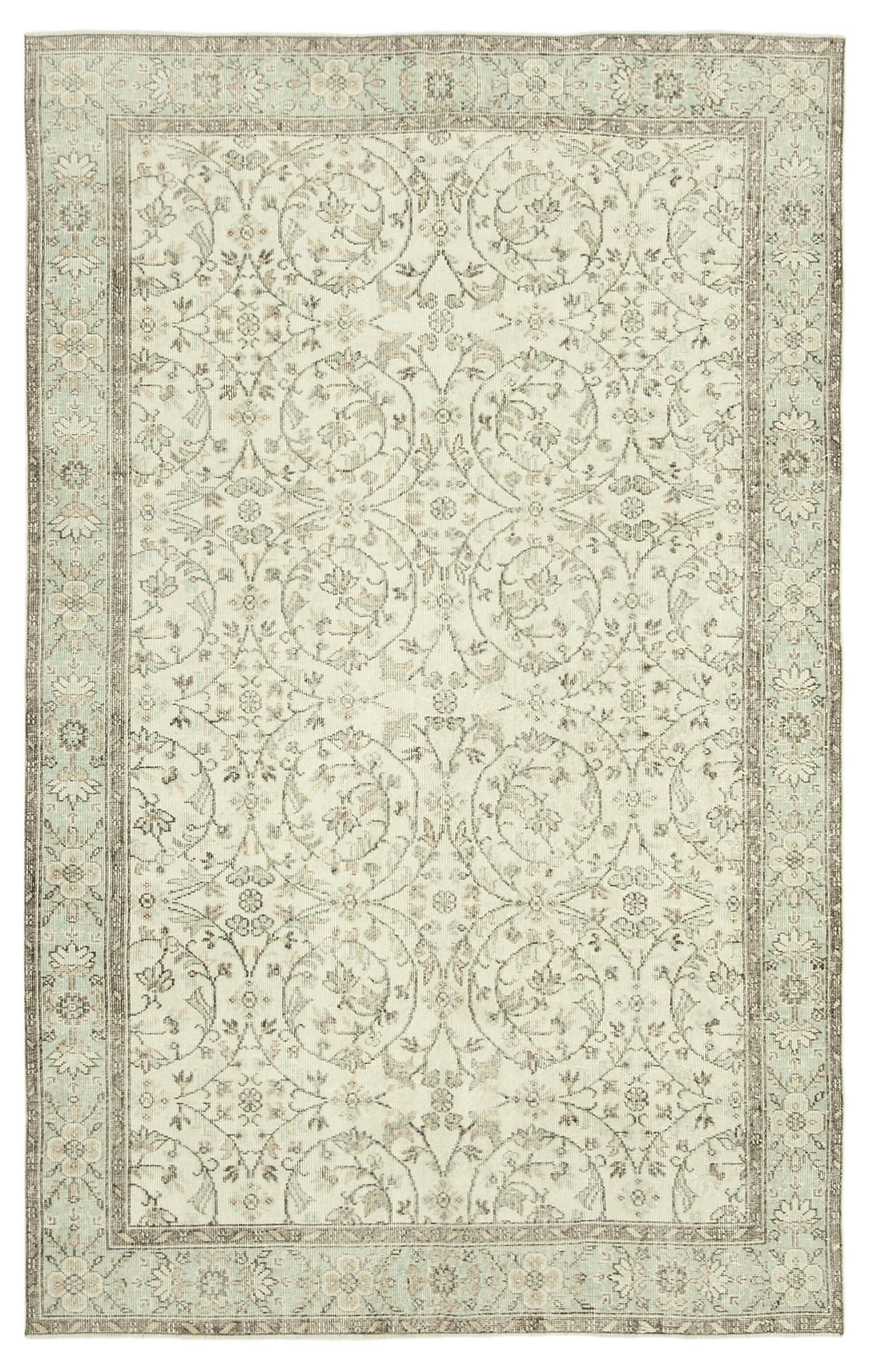 6x10 Beige Turkish Vintage Area Rug - 38952