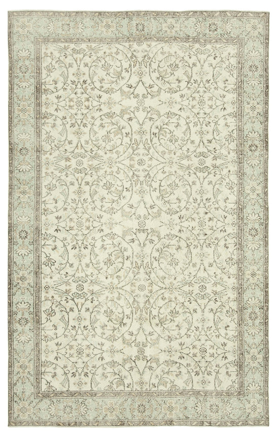 6x10 Beige Turkish Vintage Area Rug - 38952