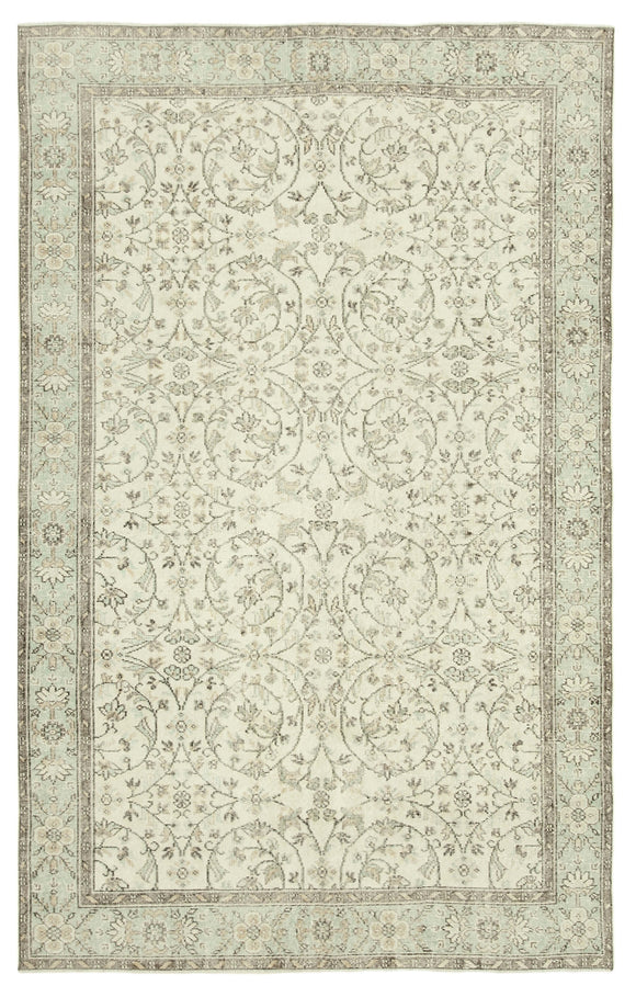 6x10 Beige Turkish Vintage Area Rug - 38952