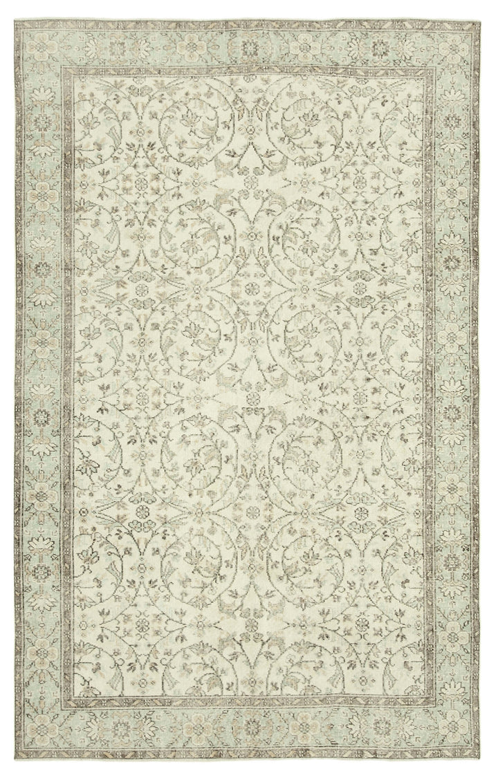 6x10 Beige Turkish Vintage Area Rug - 38952
