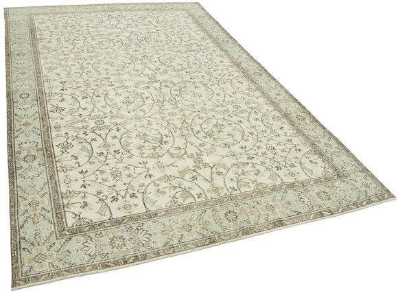 6x10 Beige Turkish Vintage Area Rug - 38952