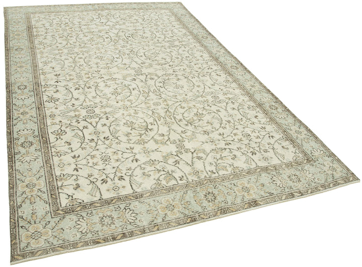 6x10 Beige Turkish Vintage Area Rug - 38952