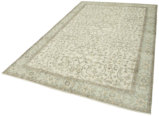 6x10 Beige Turkish Vintage Area Rug - 38952