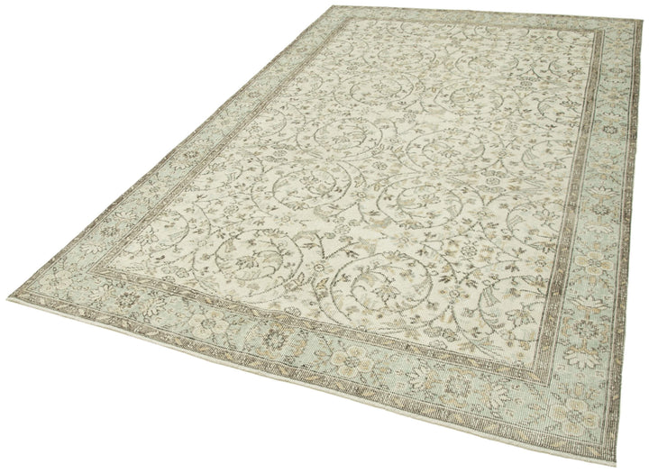 6x10 Beige Turkish Vintage Area Rug - 38952