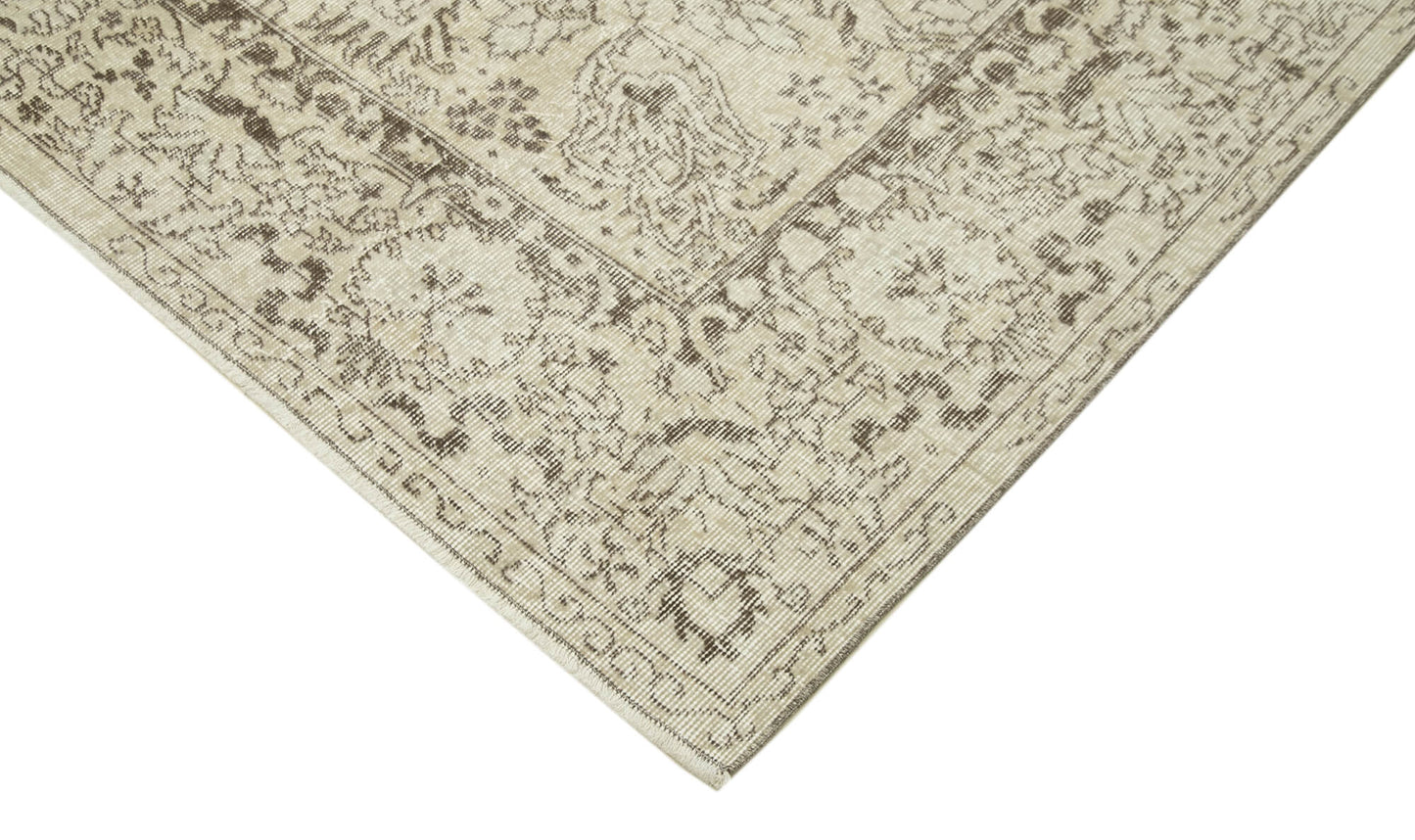 7x10 Beige Turkish Vintage Area Rug - 38955