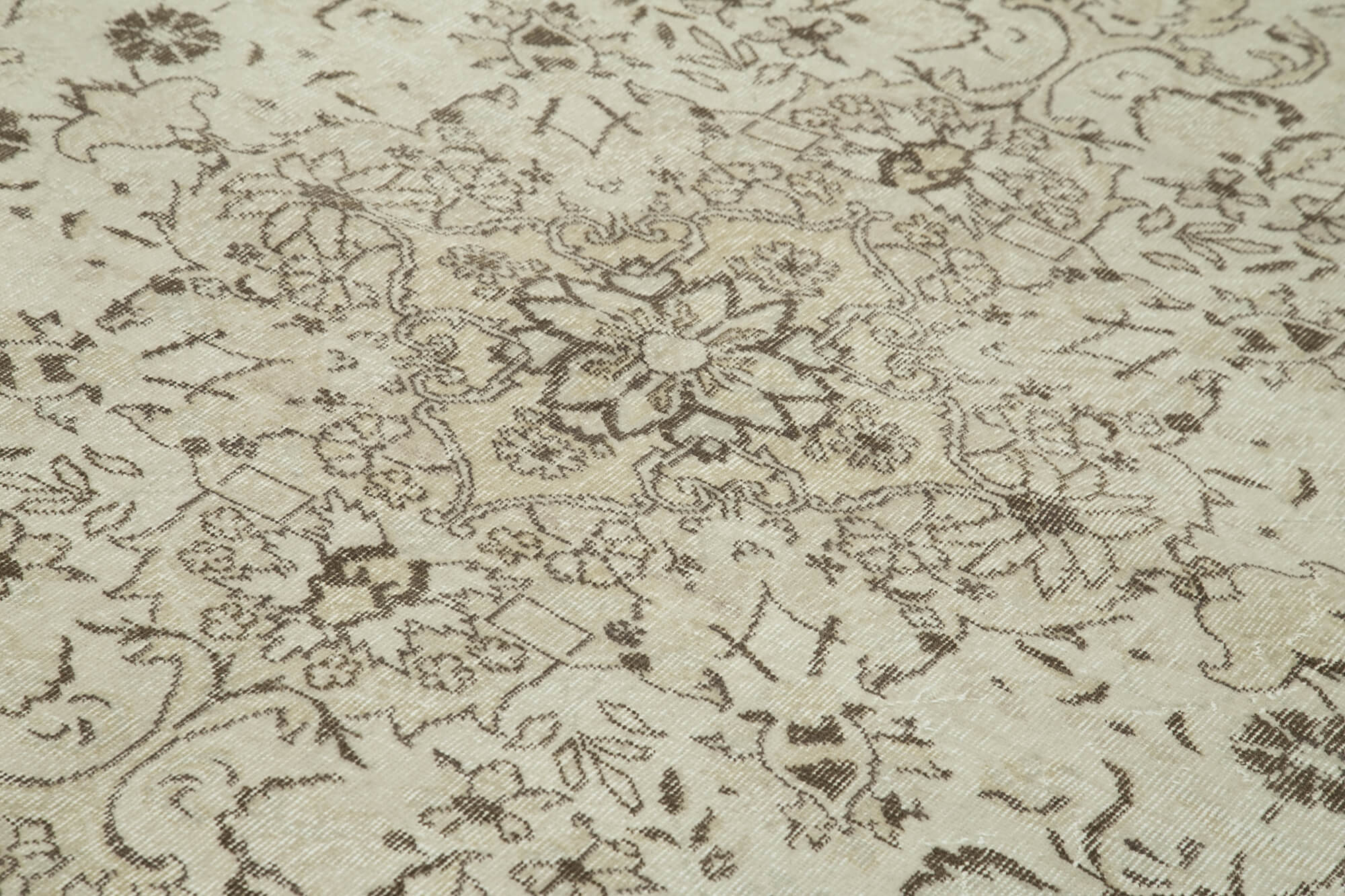 7x10 Beige Turkish Vintage Area Rug - 38955