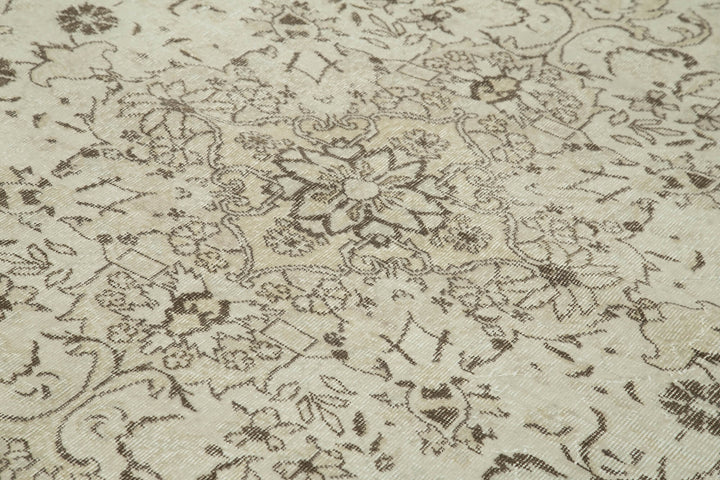 7x10 Beige Turkish Vintage Area Rug - 38955