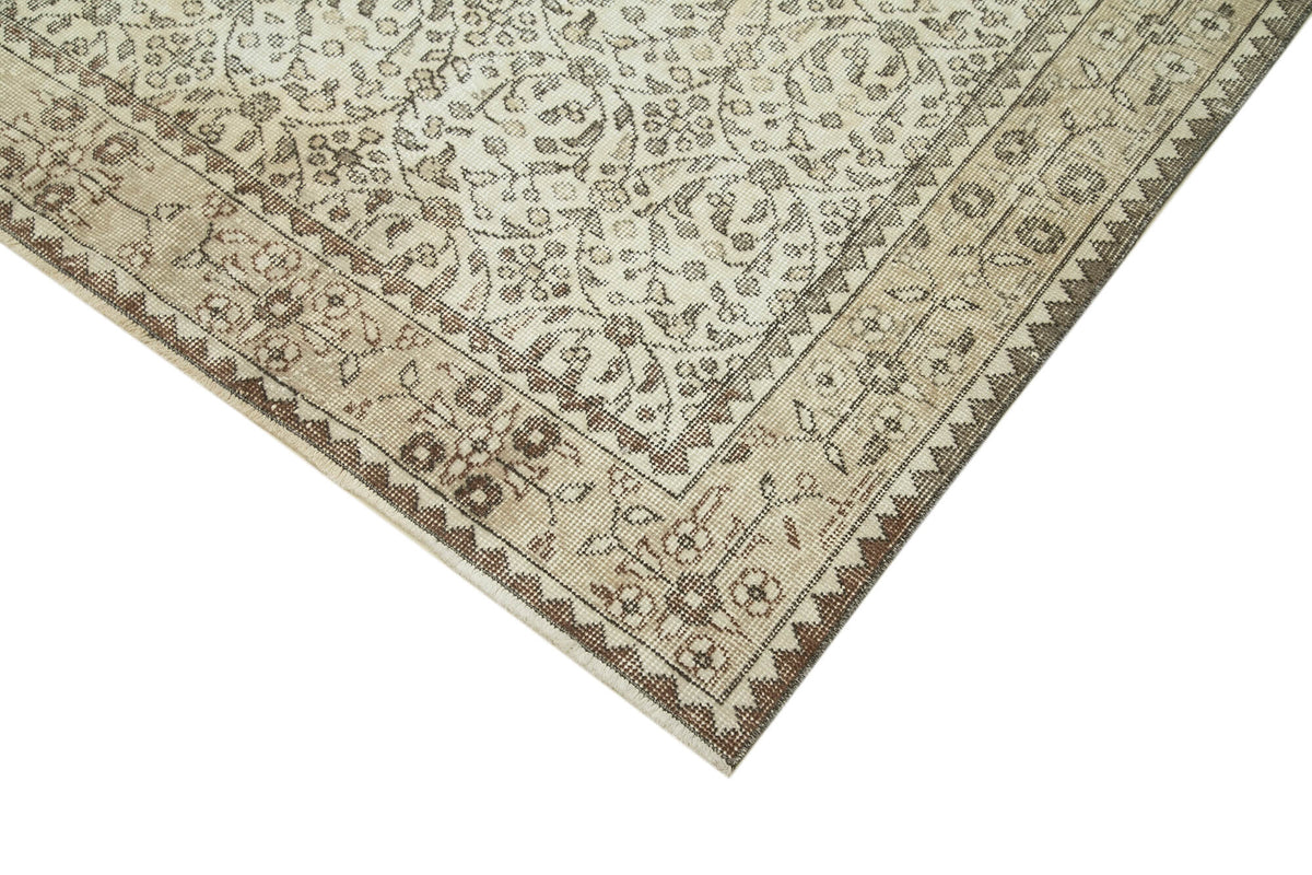 6x9 Beige Turkish Vintage Area Rug - 38959
