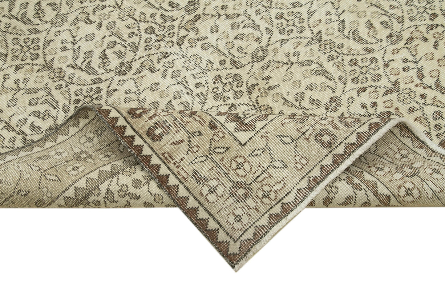 6x9 Beige Turkish Vintage Area Rug - 38959