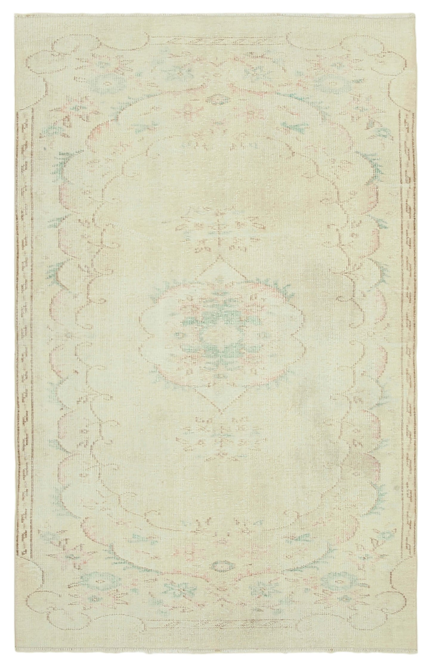 5x9 Beige Turkish Vintage Area Rug - 38964