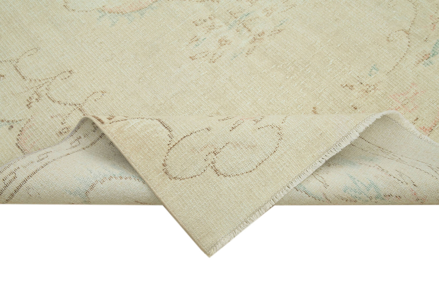 5x9 Beige Turkish Vintage Area Rug - 38964