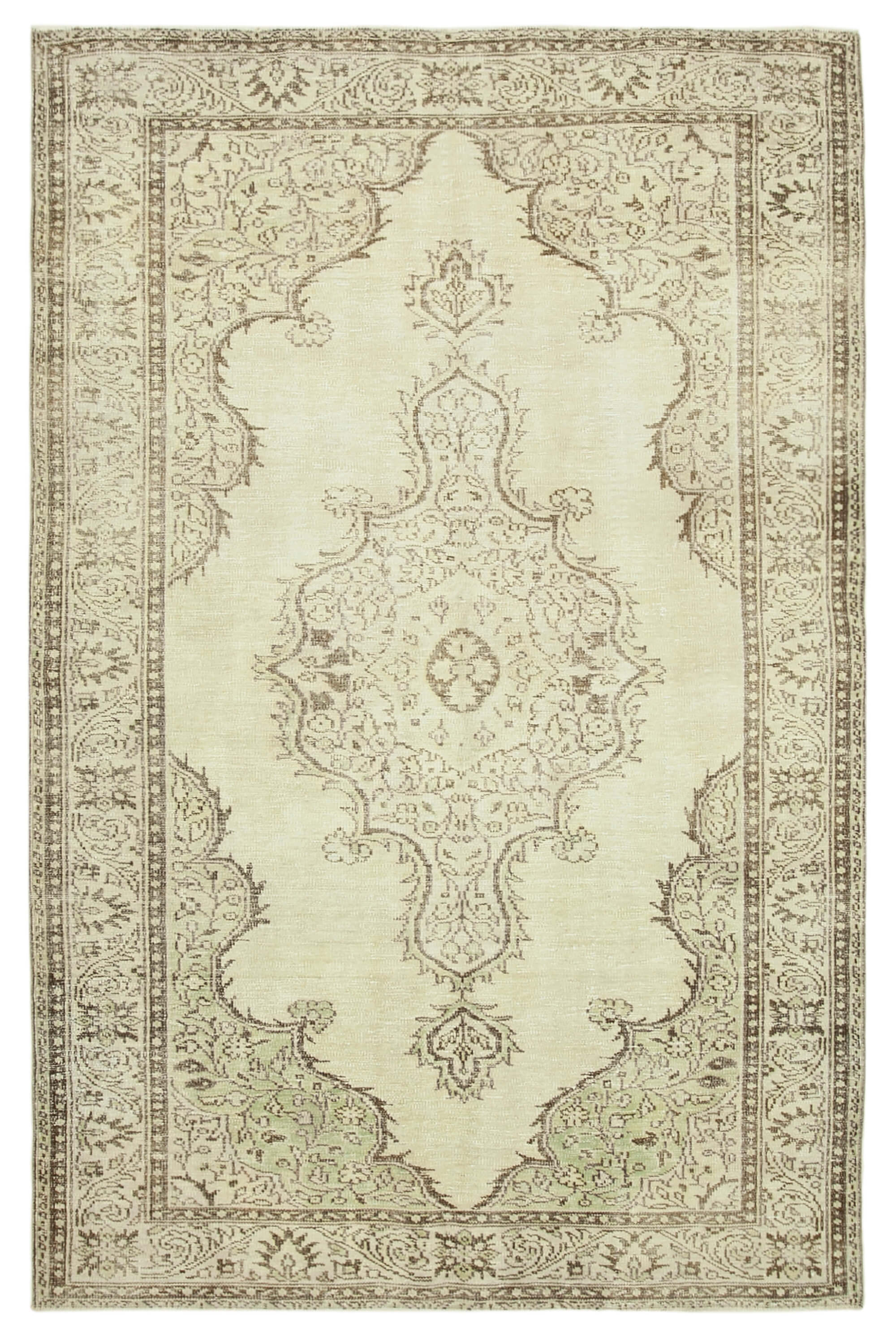 6x10 Beige Turkish Vintage Area Rug - 38967